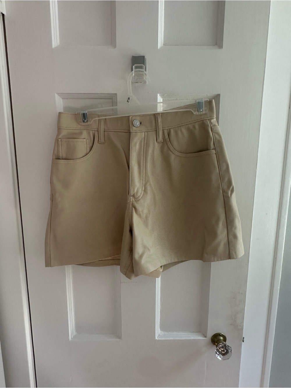 Abercrombie & Fitch Beige High-Waist Women’s Shorts Leather